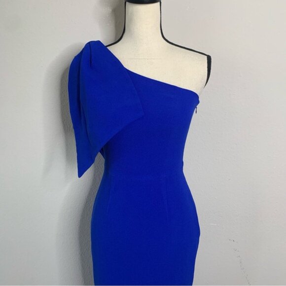 Dress The Population Blue Tiffany One Shoulder Midi Dress - Picture 10 of 15